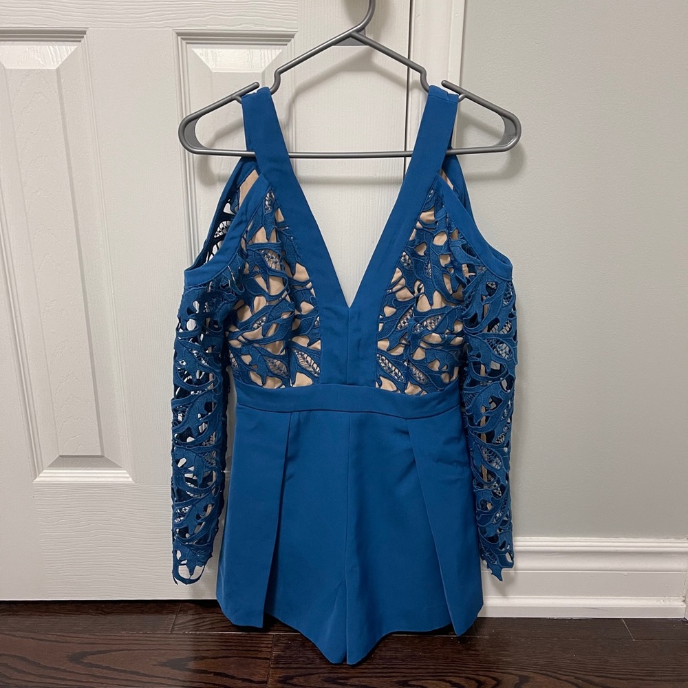 Blue lace romper
